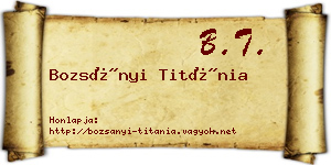 Bozsányi Titánia névjegykártya